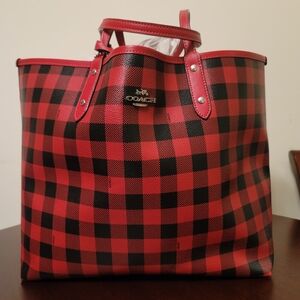 Coach Red Leather Tote Bag